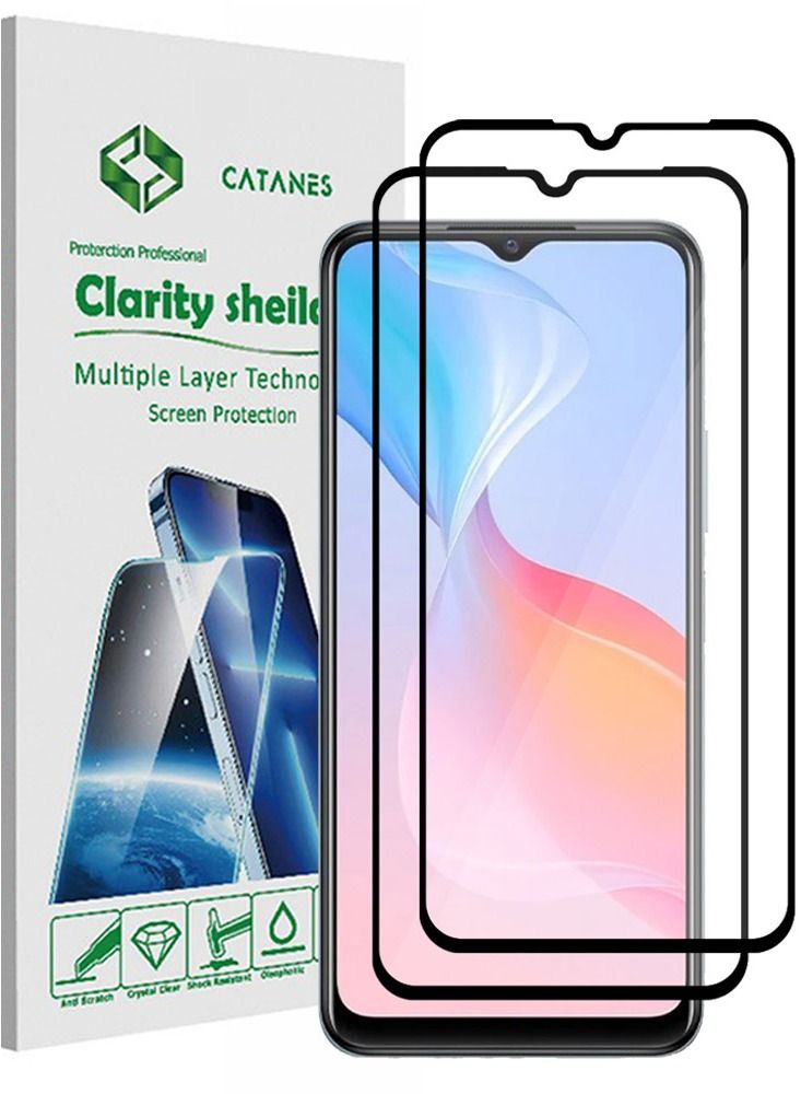 CATANES 2 Pack For Vivo Y21G Screen Protector Tempered Glass Full Glue Back - Image 1