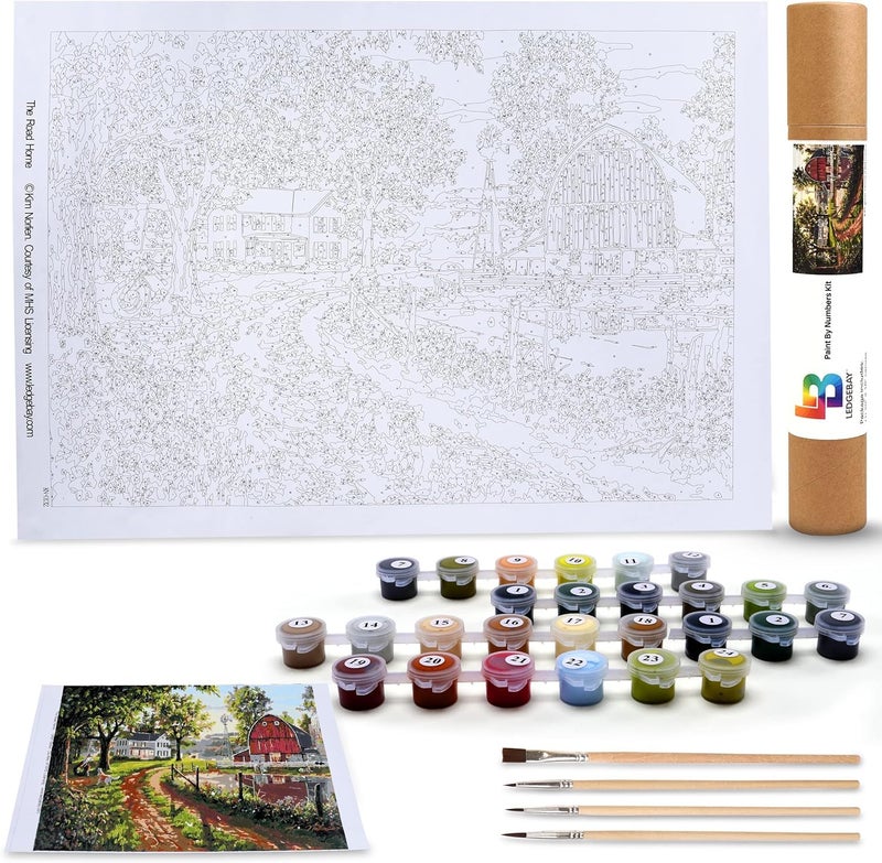 Ledgebay Paint by Numbers Kit for Adults: Beginner to Advanced Number Painting Kit - Fun DIY Arts & Crafts | Color by Numbers for Adults - Kits Include - (The Road Home 16" x 20" Unframed) - Image 2