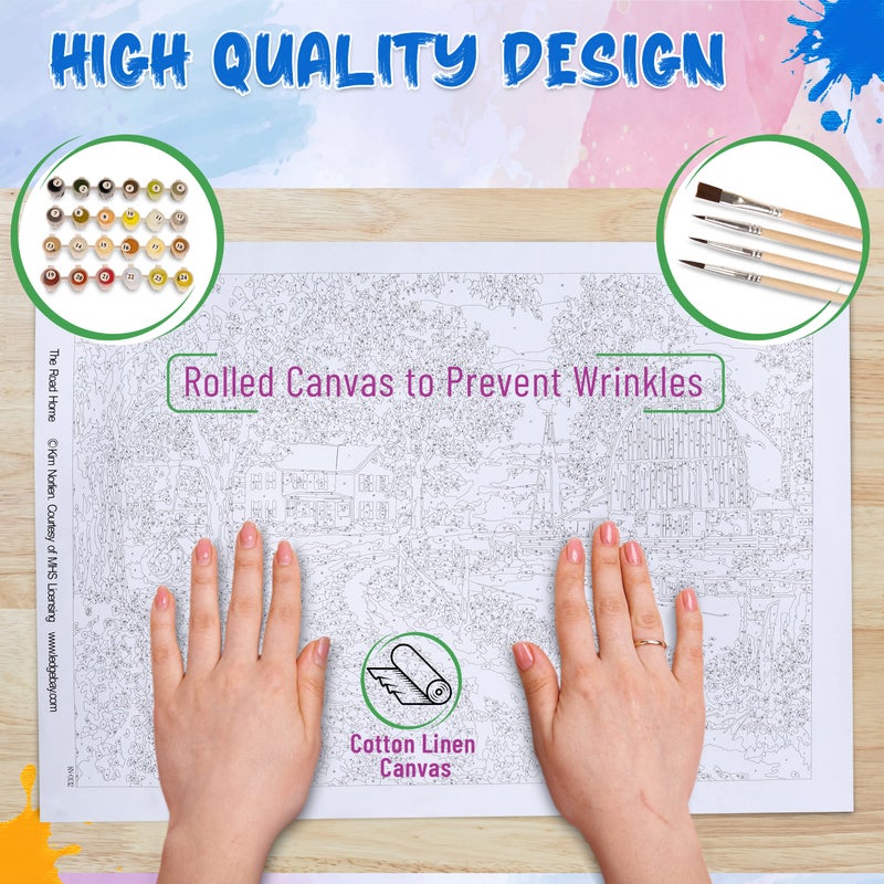 Ledgebay Paint by Numbers Kit for Adults: Beginner to Advanced Number Painting Kit - Fun DIY Arts & Crafts | Color by Numbers for Adults - Kits Include - (The Road Home 16" x 20" Unframed) - Image 5