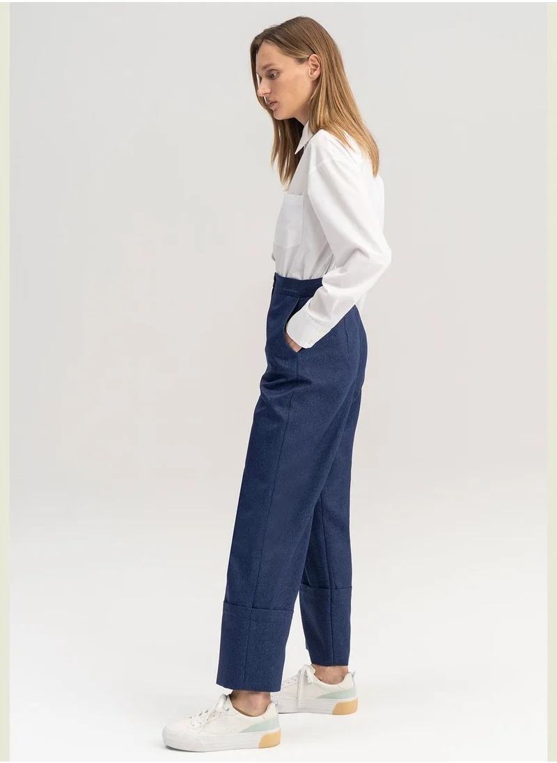 تاتشي HIGH WAIST TROUSERS WITH CUFF DETAILS