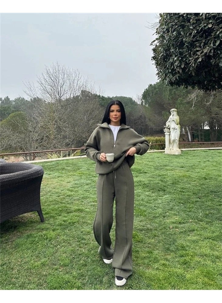 NIBEMINENT Fashion Autumn Winter Pants Sets Women Fashion Solid Color Pullover Sweatshirt Trousers Two Piece Set Female Casual Streetwear - Image 3