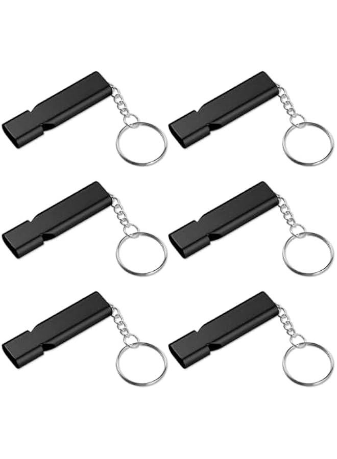 Generic 6PCS Emergency Whistles, Loud 120dB Double Tube Whistle Aluminum Alloy Safety Whistle Survival Whistles with Keychain for Outdoor Camping Hiking Hunting Boating Backpacking - Image 1