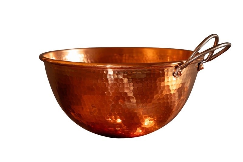 Sertodo Copper Mixing Bowl  15 qt 8inch diameter  100 Pure copper heavy gauge hand hammered  Whip egg whites to perfection  Not for salads