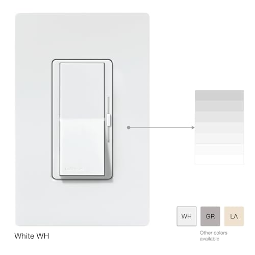 Lutron Diva LED+ Dimmer Light Switch for Dimmable LED, Halogen, and Incandescent Bulbs, 150 Watt, Single-Pole or 3-Way, DVCL-153P-WH, White - Image 2