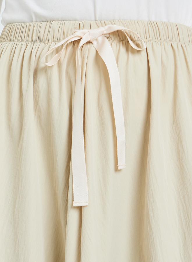 Take Two Beige Drawstring Waist Pleated Skirt - Image 3