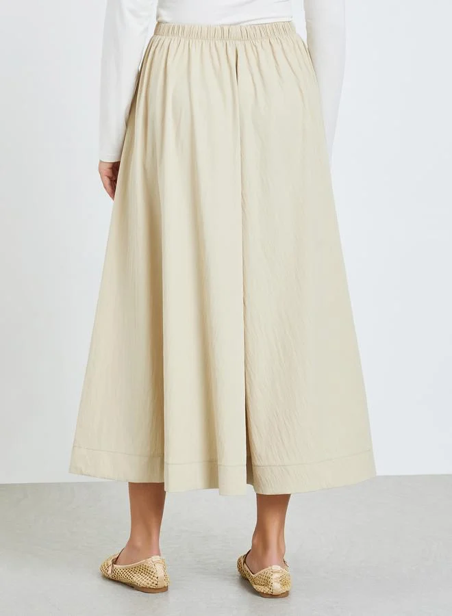 Take Two  Beige Drawstring Waist Pleated Skirt for Women | Best Price UAE