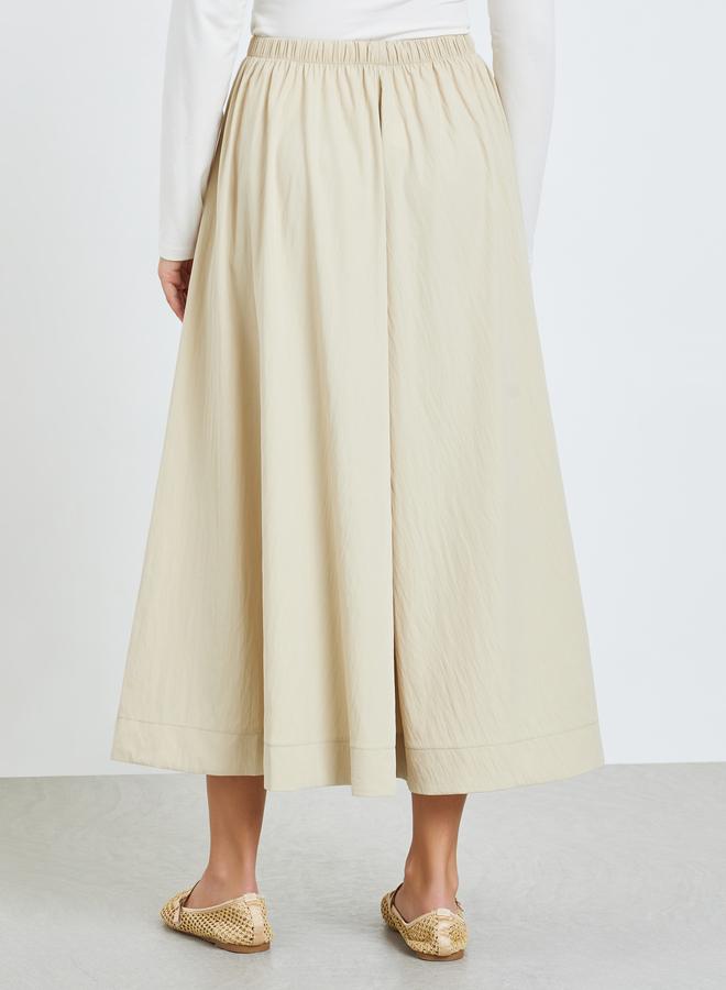 Take Two Beige Drawstring Waist Pleated Skirt - Image 4