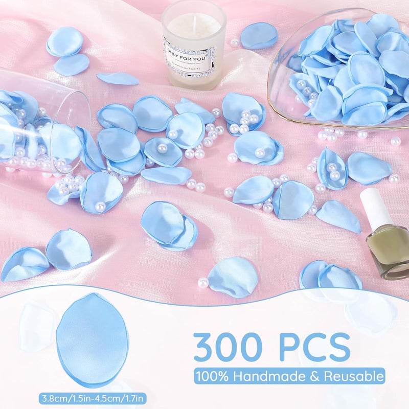 Suream Fake Flower Petals, 300 Pieces Silk Rose Petals Wedding Aisle Scatter Flower Petals for Valentine's Day Engagement Party Dinner Event Bridal Shower(Blue) - Image 2