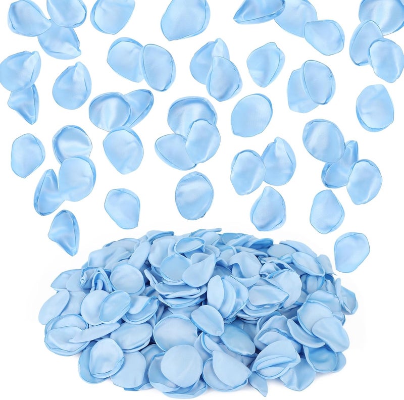 Suream Fake Flower Petals, 300 Pieces Silk Rose Petals Wedding Aisle Scatter Flower Petals for Valentine's Day Engagement Party Dinner Event Bridal Shower(Blue) - Image 1
