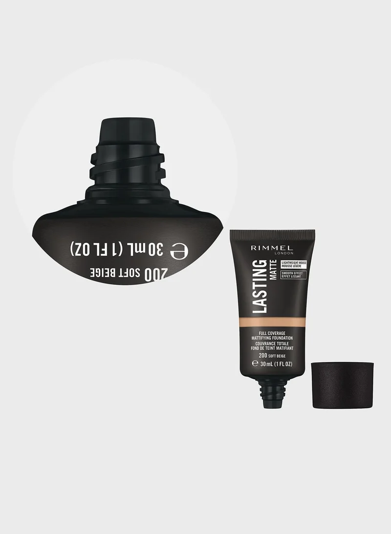 RIMMEL LONDON Rimmel Lasting Finish Matte Foundation – 200 – Soft Beige, 30ml
