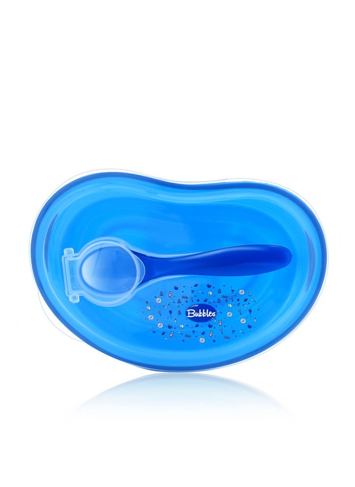 Bubbles - Bubbles Plate with a Spoon for Kids- Blue - Image 1