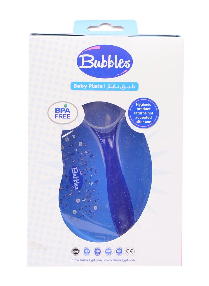 Bubbles - Bubbles Plate with a Spoon for Kids- Blue - Image 1