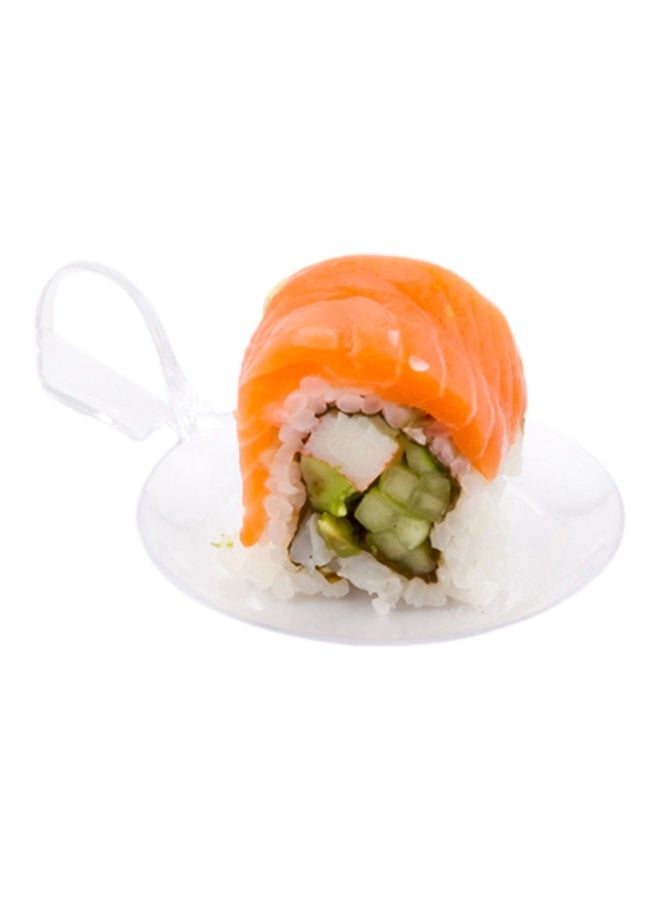 Restaurantware 3.7 x 2.5 Inch Dessert Plates, 100 Small Cocktail Plates - Unique, Fish-Shaped, Clear Plastic Disposable Appetizer Plates, Holds Entrees, For Weddings Or Birthday Parties - Image 2