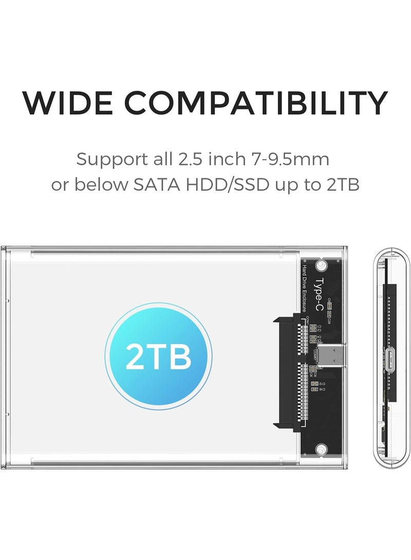 Skytec 2.5 Inch External Hard Drive Enclosure USB C 3.1 to SATA III 6Gbps UASP Transparent Hard Disk Case 7/9.5mm HDD SSD Tool Free Compatible with PC TV PS4 Xbox  - Image 3
