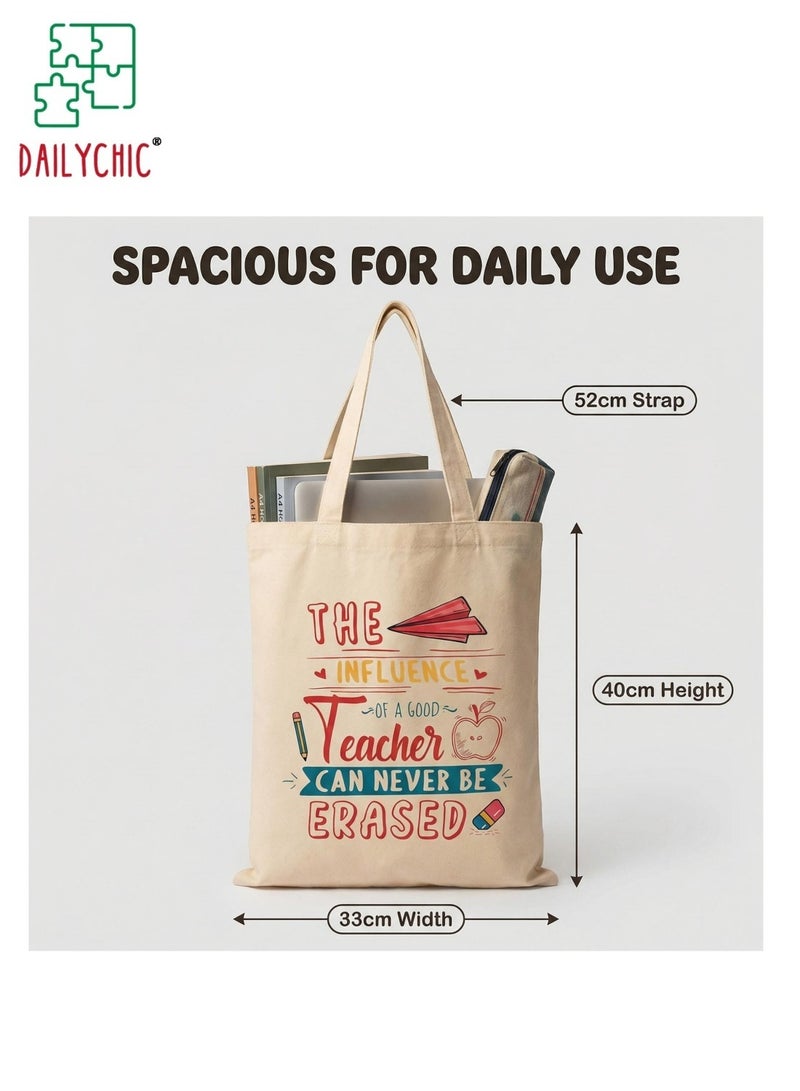 DAILYCHIC Teacher Appreciation Gifts,Canvas Tote Bag for Women Men,Thank You Teacher Gifts for Graduation Techers Day, Canvas Tote Bag Aesthetic Reusable Grocery Bag - Image 3