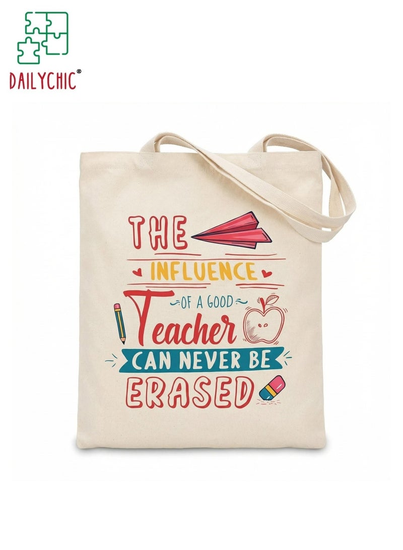 DAILYCHIC Teacher Appreciation Gifts,Canvas Tote Bag for Women Men,Thank You Teacher Gifts for Graduation Techers Day, Canvas Tote Bag Aesthetic Reusable Grocery Bag - Image 1