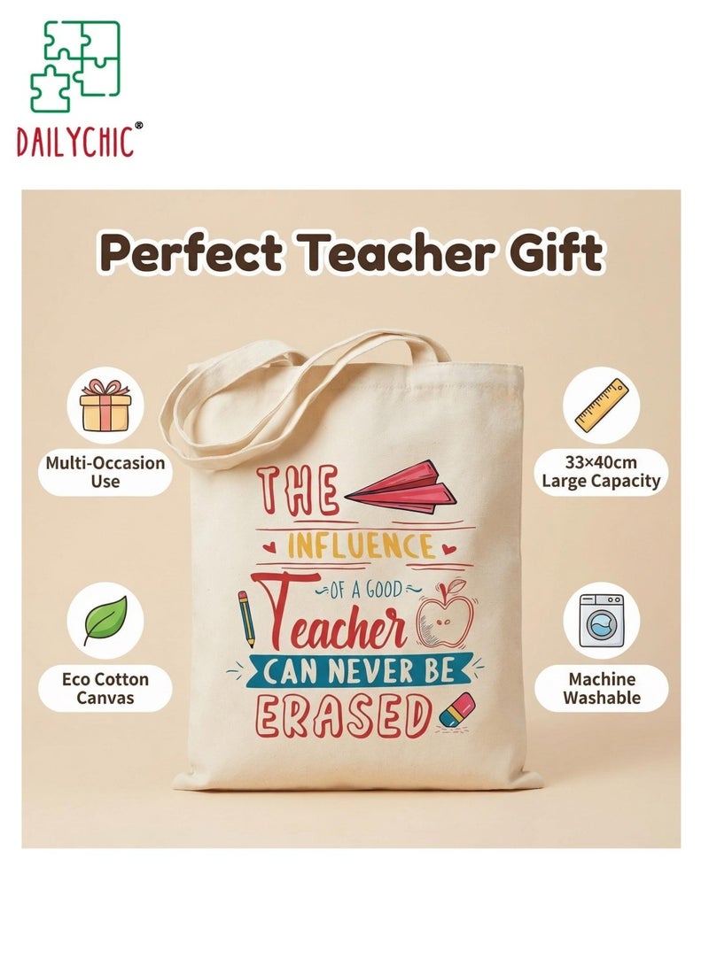 DAILYCHIC Teacher Appreciation Gifts,Canvas Tote Bag for Women Men,Thank You Teacher Gifts for Graduation Techers Day, Canvas Tote Bag Aesthetic Reusable Grocery Bag - Image 2