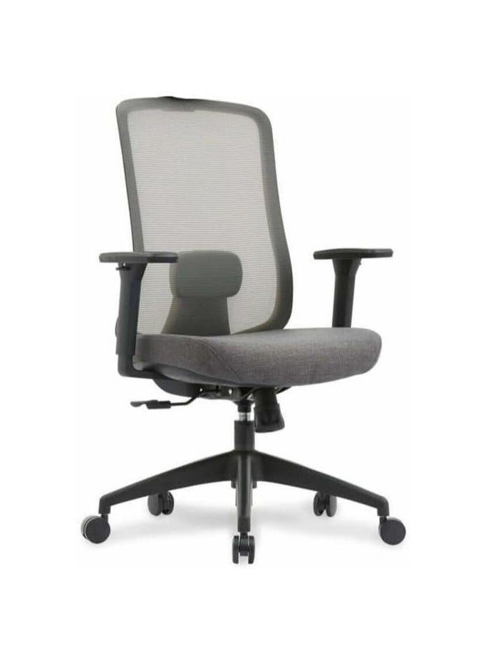 Kaliber Guess Chair with – Adjustable Mesh Back and Upholstered Seat, PU Armrests, Black Gaslift