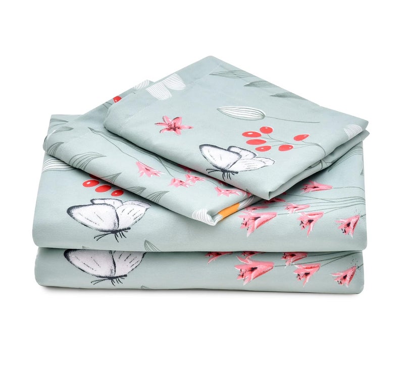 Umi Super Soft Brushed Microfiber Cotton Double Bedsheet with 2 Pillow CoversBedsheet 90X100Inches Pillow Cover 17X27CM