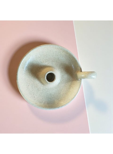 Candle holder and incense stick holder made of pottery and porcelain, handmade, size 14