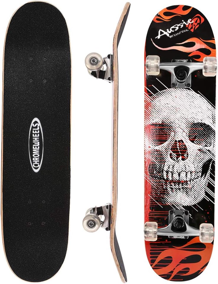 Chrome Wheels 31 inch Skateboard Double Kick Skate Board Cruiser Longboard 8 Layer Maple Deck Skateboards for Kids and Beginners - Image 1
