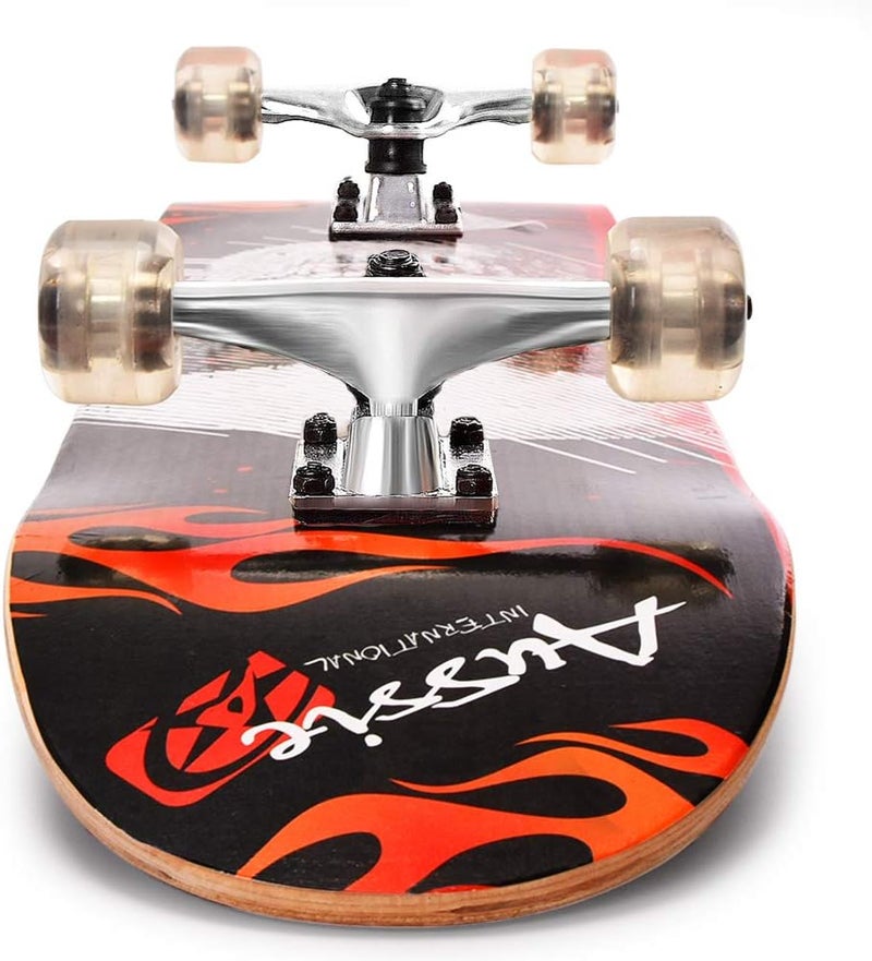 Chrome Wheels 31 inch Skateboard Double Kick Skate Board Cruiser Longboard 8 Layer Maple Deck Skateboards for Kids and Beginners - Image 4