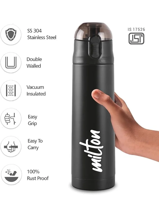 Milton  Milton New Crown 900 Thermosteel 24 Hours Hot and Cold Water Bottle, 750 ml, Black | Easy to Carry | Office Bottle | Hiking | Trekking | Travel Bottle | Gym | Home | Kitchen Bottle  | Best Price UAE