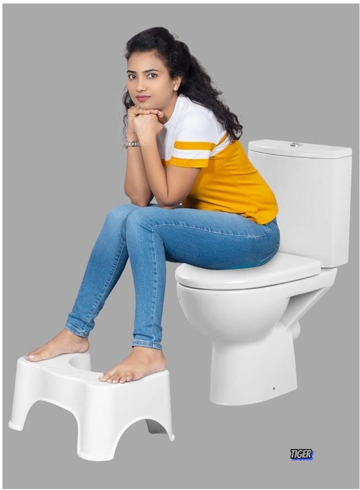 TIGER Squat Toilet Seat Leg Stool 8 Inch (White) for Western Toilet – Portable, Comfortable, Sturdy Foot Step for Potty – Made in India, Ideal for Improved Toilet Posture  - Image 2