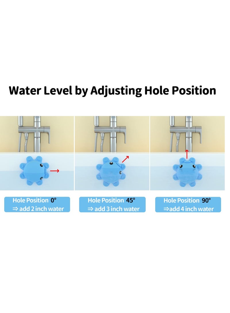 Excefore غطاء تصريف حوض الاستحمام لتجاوز المياه - غطاء تصريف زائد لحوض الاستحمام، غطاء تصريف لتجاوز المياه للاستحمام، ملحقات سبا الحمام، يضيف بوصات من الماء للاستحمام الأعمق سيليكون، أزرق - Image 4
