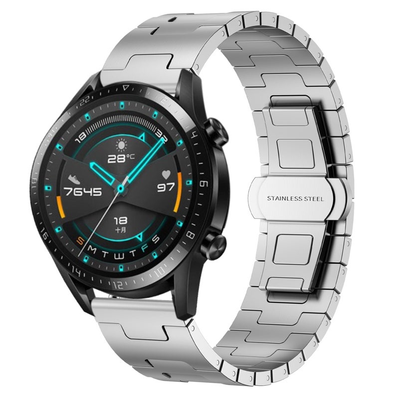 erorex For Huawei Watch Gt2 46Mm Titanium Alloy 22Mm Metal Watch Band(Silver) - Image 1