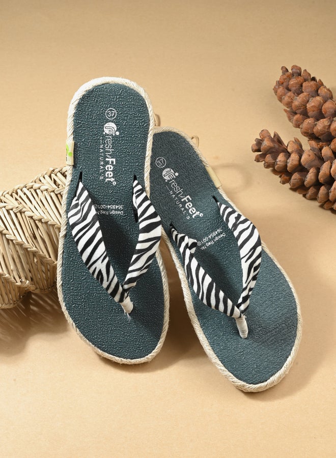 Fresh Feet Fresh Feet Zebra Print Thong Toe Yoga Mat Slippers  - Image 1