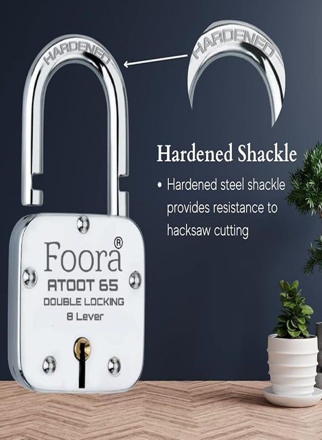 Foora Same Key Atoot 65mm Padlock | 2 Strong Metal Body Locks with 10 Common Keys | 8-Lever Double Locking Mechanism for Home, Gate, Shutter & Shop Security - Image 3