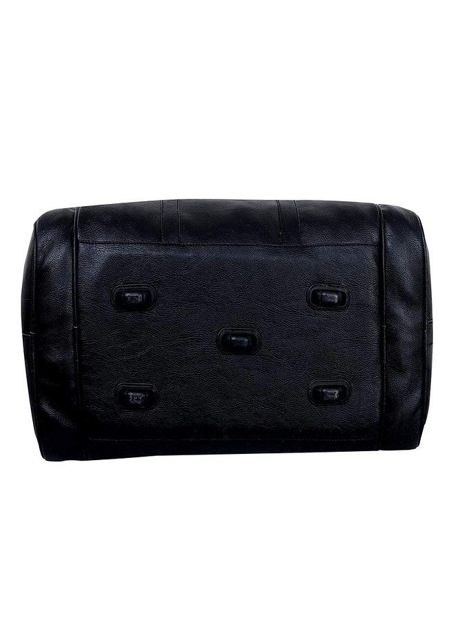Leather World 55 L Black Vegan Leather Weekender Travel Duffle Luggage Bag with Detachable Shoulder Strap for Men & Women (Black) - Image 4
