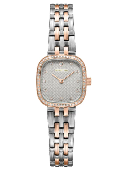 CERRUTI 1881 Women's Cerruti 1881 Mira Analog Women's Watch - Grey Mother of Pearl Dial, Crystal Indexes, Two-Tone Bracelet