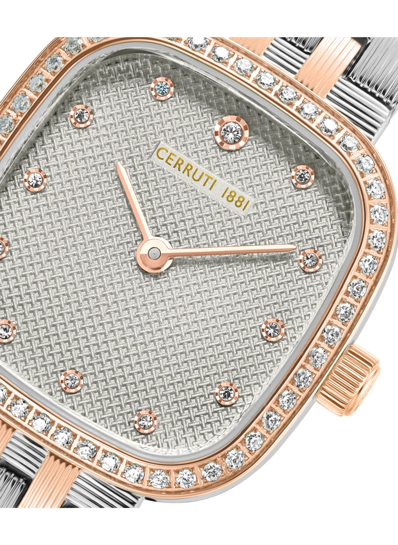 CERRUTI 1881 Cerruti 1881 Mira Analog Women's Watch - Grey Mother of Pearl Dial, Crystal Indexes, Two-Tone Bracelet