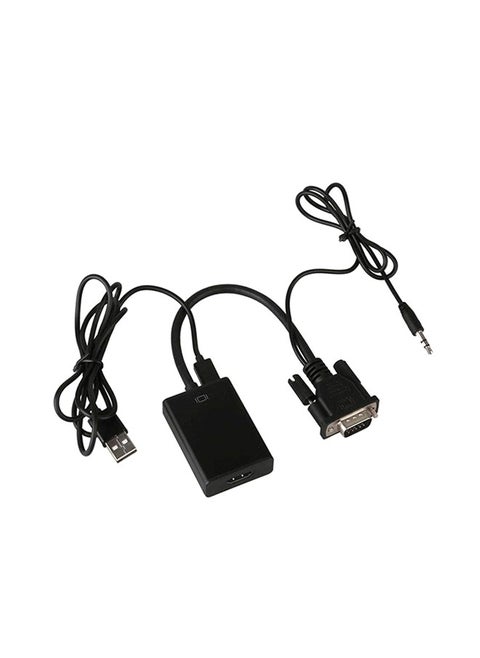VGA To HDMI Converter Output With Audio Adapter Cable Black