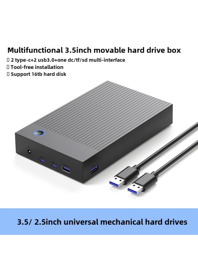3.5-inch Solid-state Mechanical Hard Disk Box High-speed Transmission USB3.0 External Multi-function Mobile Hard Disk Box-Color:3.5inch Stripes Multifunctional Hard Drive Enclosure - Image 1