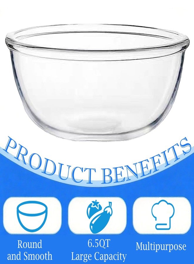 Yuixoseu 6.5 Quart Large Glass Mixing Bowls, Clear Glass Salad Bowls for Cooking, Salad Mixing, Fruit Bread Storage, Dishwasher, Microwave and Freezer - Image 3