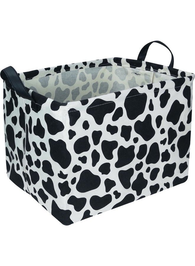 NTAOHAMPER Rectangular Cow Storage Basket, Waterproof Cowprint Box with Handles, Room Decor, Gift Basket for Cow Lovers, Collapsible Storage Bin - Image 1