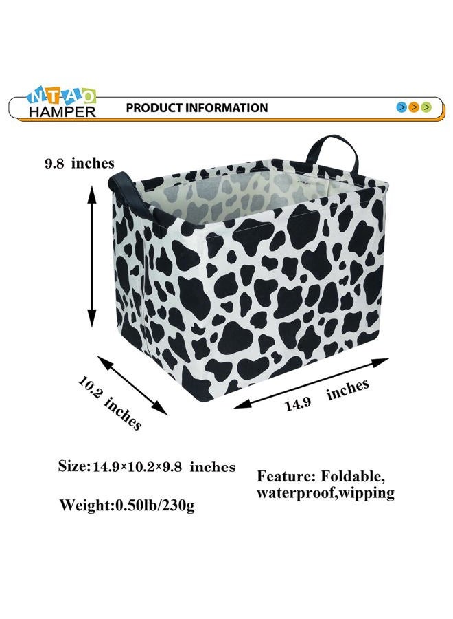 NTAOHAMPER Rectangular Cow Storage Basket, Waterproof Cowprint Box with Handles, Room Decor, Gift Basket for Cow Lovers, Collapsible Storage Bin - Image 4