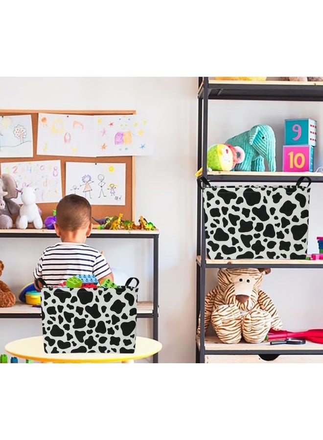NTAOHAMPER Rectangular Cow Storage Basket, Waterproof Cowprint Box with Handles, Room Decor, Gift Basket for Cow Lovers, Collapsible Storage Bin - Image 3