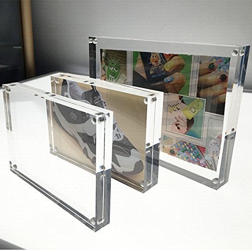 HESIN Acrylic Photo Frame 8.5 by 11 inch Double Sided Frameless Picture Frame Magnetic Acrylic Block Desktop Photo Display Holder Thickness 15+15mm (8.5"x11") - Image 4