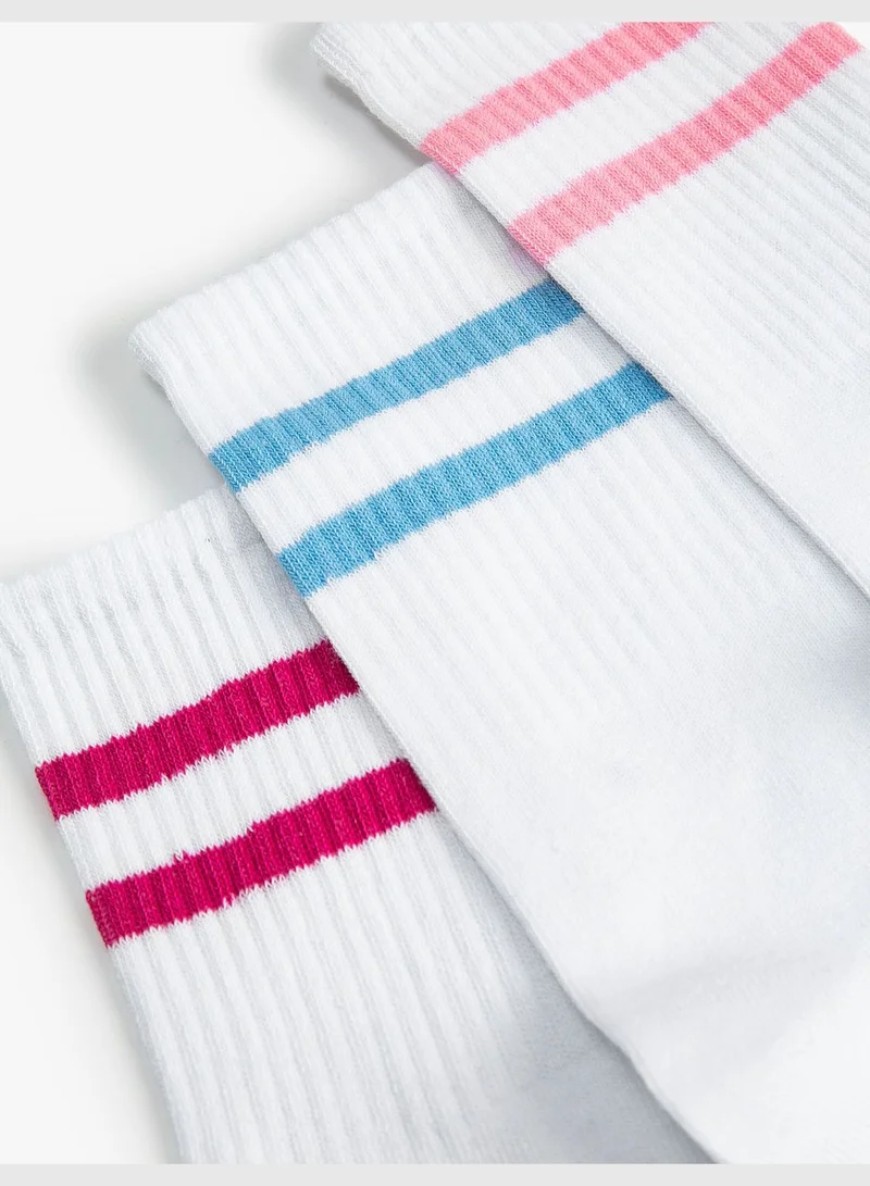 KOTON 3-Pack Striped Multicolor Socket Socks Set