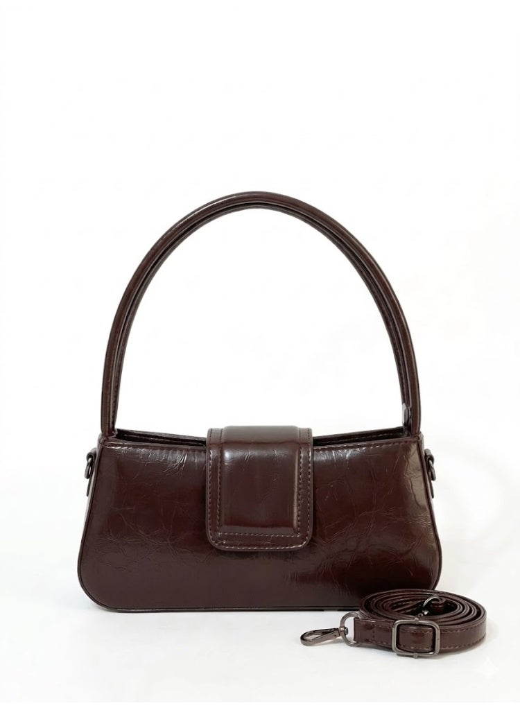 لايف ستيلاش  حقيبة كتف جلدية كلاسيكية ZC-12 - بني - Image 1