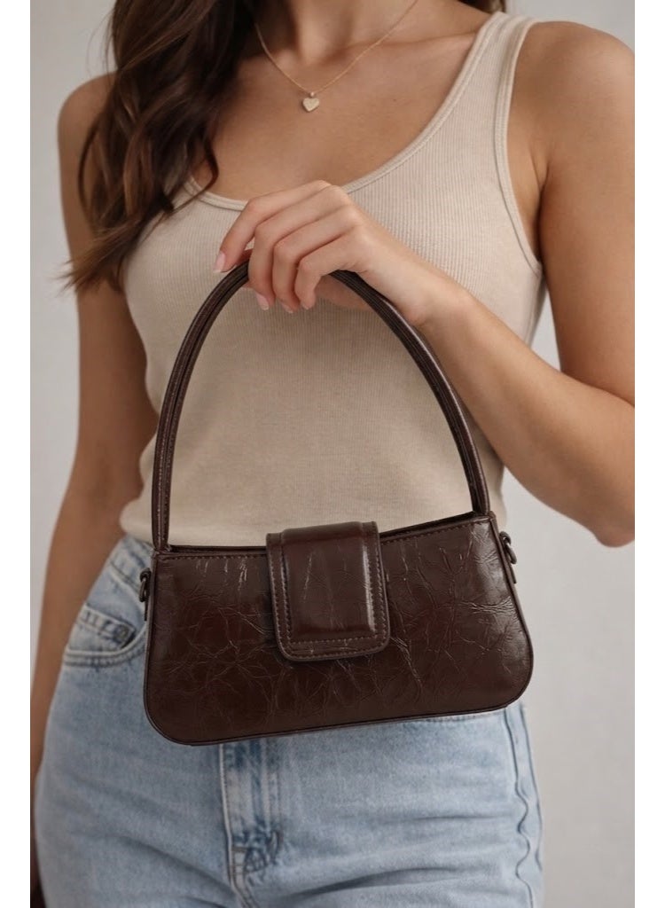 لايف ستيلاش  حقيبة كتف جلدية كلاسيكية ZC-12 - بني - Image 3