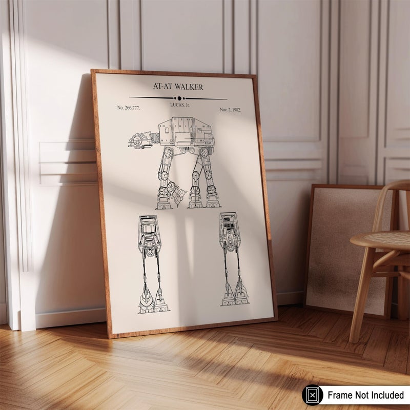 Poster Master 6-Piece Sci Fi Characters Blueprint Poster - Spaceship Patent Print - Fighter Jet Design - Armored Walker Art - Fantasy Print - Great Living Room or Kid's Room Decor - 8x10 UNFRAMED - Image 5
