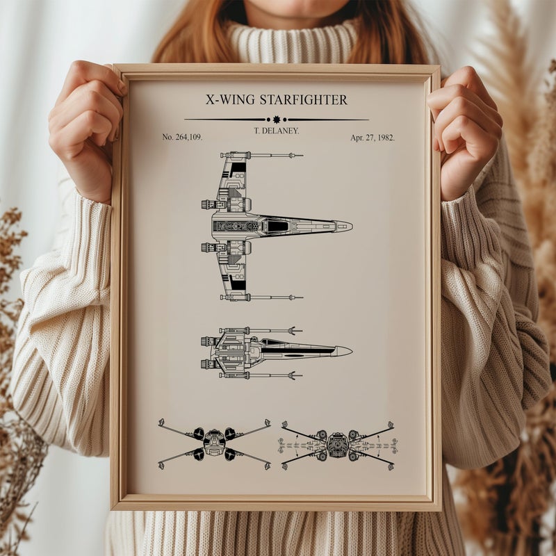 Poster Master 6-Piece Sci Fi Characters Blueprint Poster - Spaceship Patent Print - Fighter Jet Design - Armored Walker Art - Fantasy Print - Great Living Room or Kid's Room Decor - 8x10 UNFRAMED - Image 4