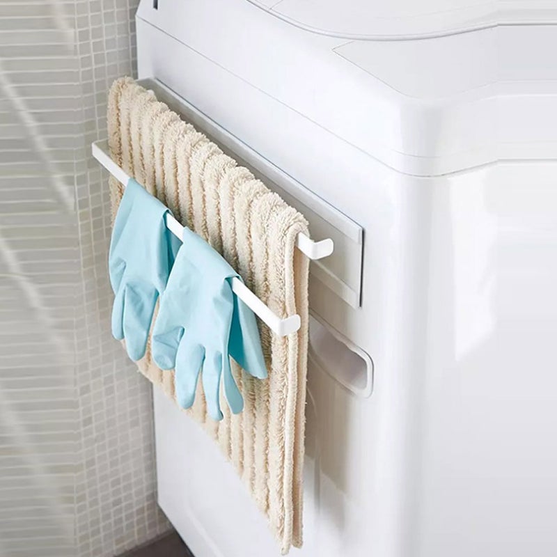Magnetic Double Bath Towel Bar Towel Holder Rack for Bathroom Kitchen(White) - Image 3