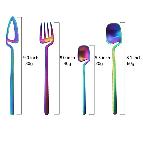JASHII Silverware Set Satin Finish 24-Piece Stainless Steel Flatware Set Kitchen Utensil Set Service for 6 Tableware Cutlery Set Dishwasher Safe (Matte Rainbow) - Image 3