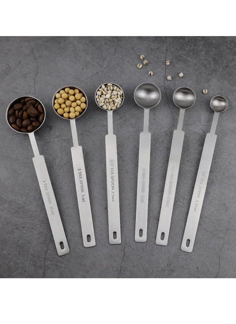 SYOSI - 4 Pack Long Handle Measuring Spoons Stainless Steel Metal Spoon Set Stainless Steel Coffee Scoops, Tablespoon & Teaspoon, for Accurate Measure Liquid or Dry Ingredients, for Cooking Baking - Image 1
